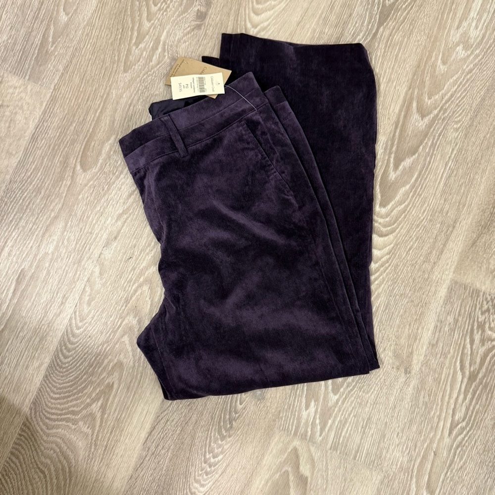 Coldwater Creek Women's Dark Purple Corduroy Trousers Size 12P Fall Business